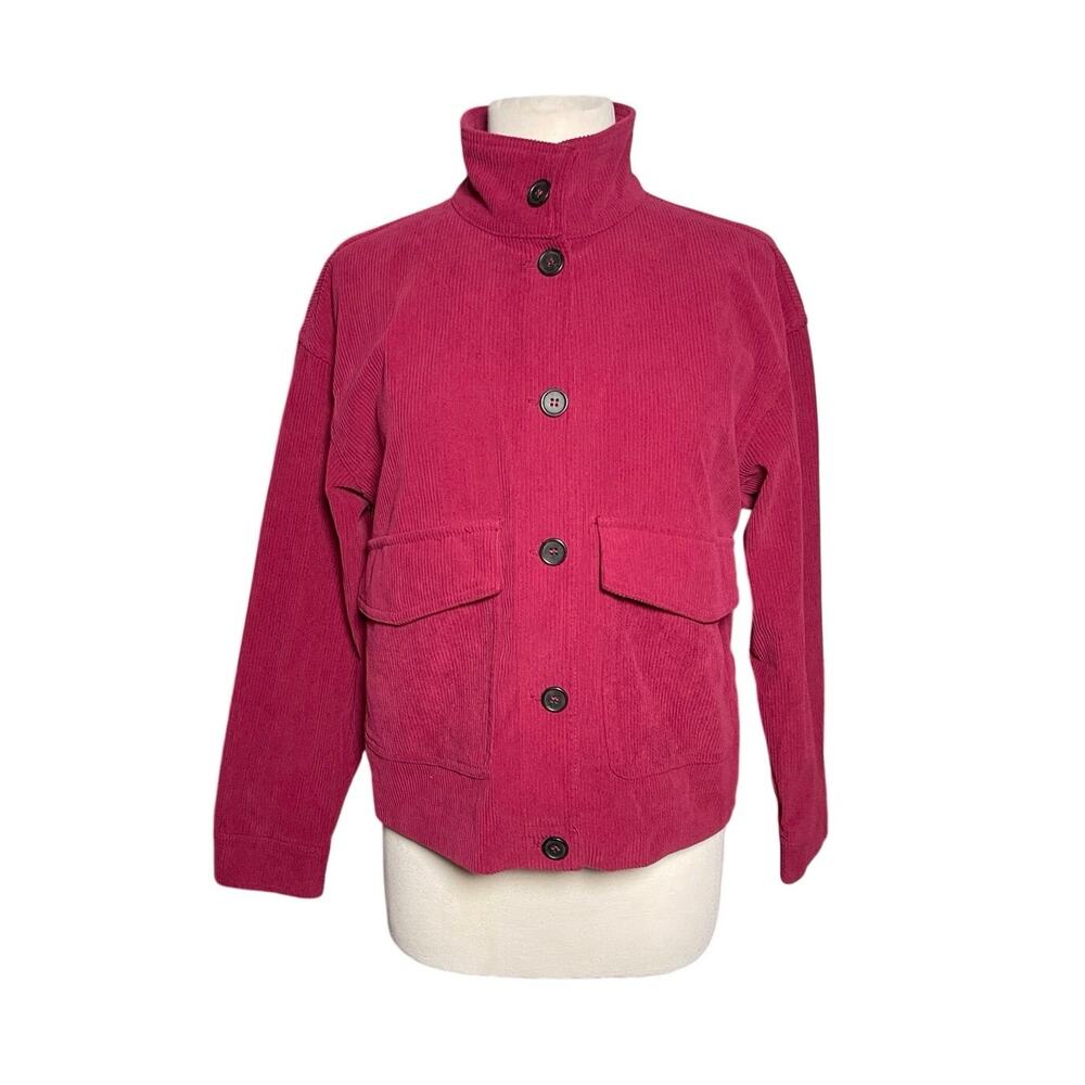AVEC LES FILLES Women’s Raspberry Corduroy Button Up Cropped Jacket